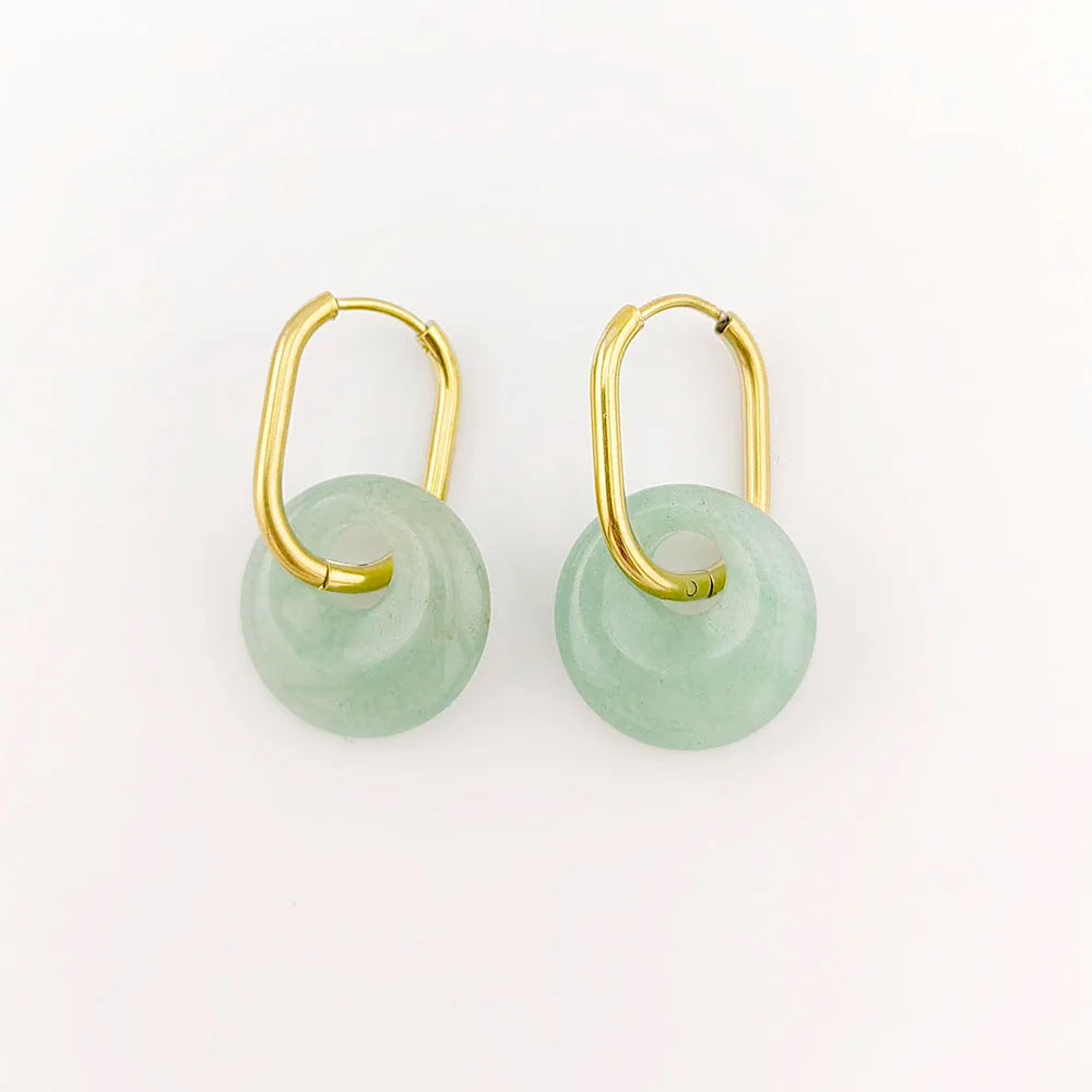 Aros Argolla con Piedra Natural de Acero Inoxidable