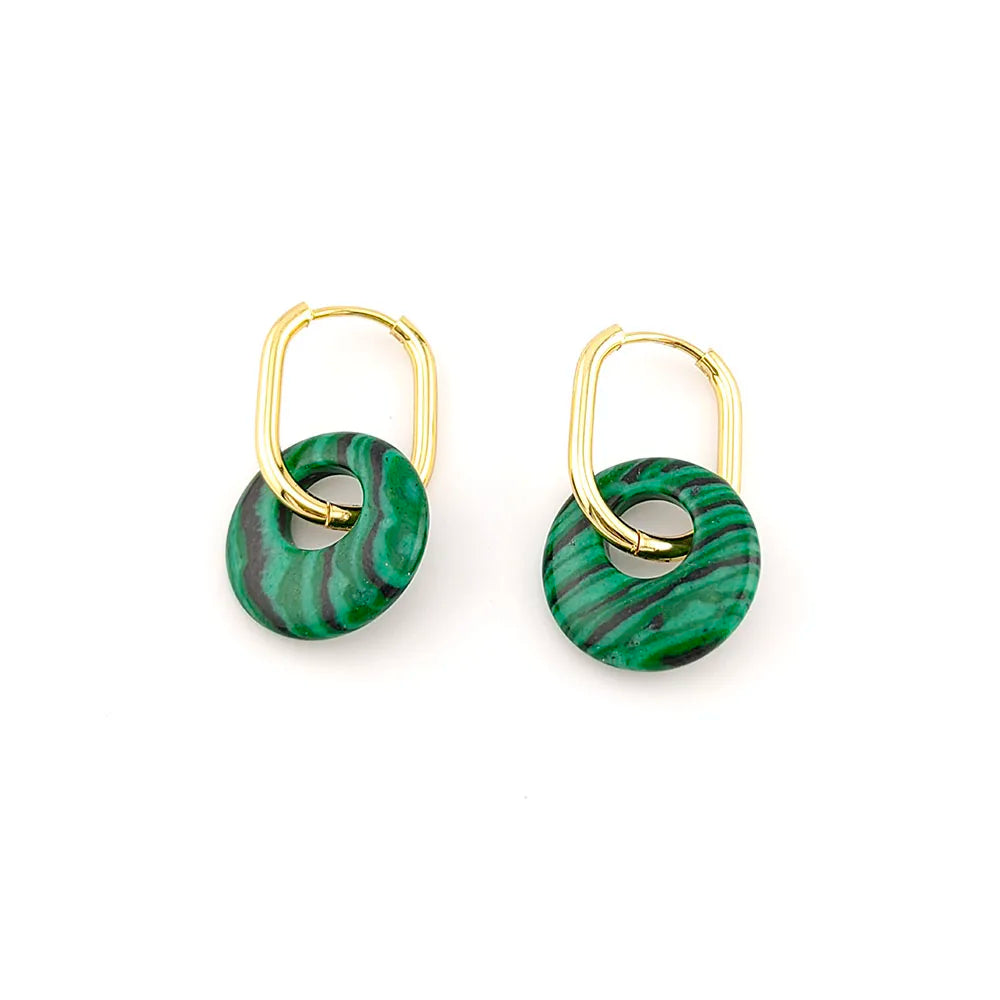 Aros Argolla con Piedra Natural de Acero Inoxidable