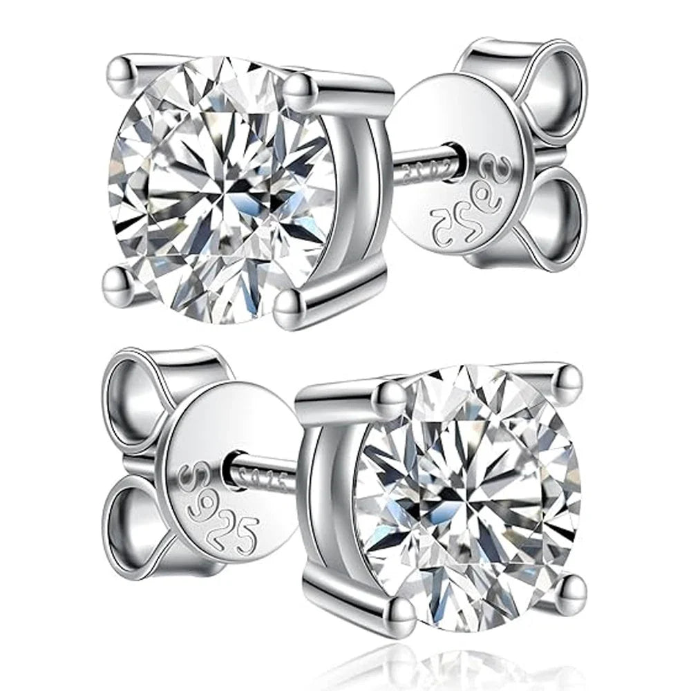 Aros Stud de Plata 925 con Moissanita 2.0ct