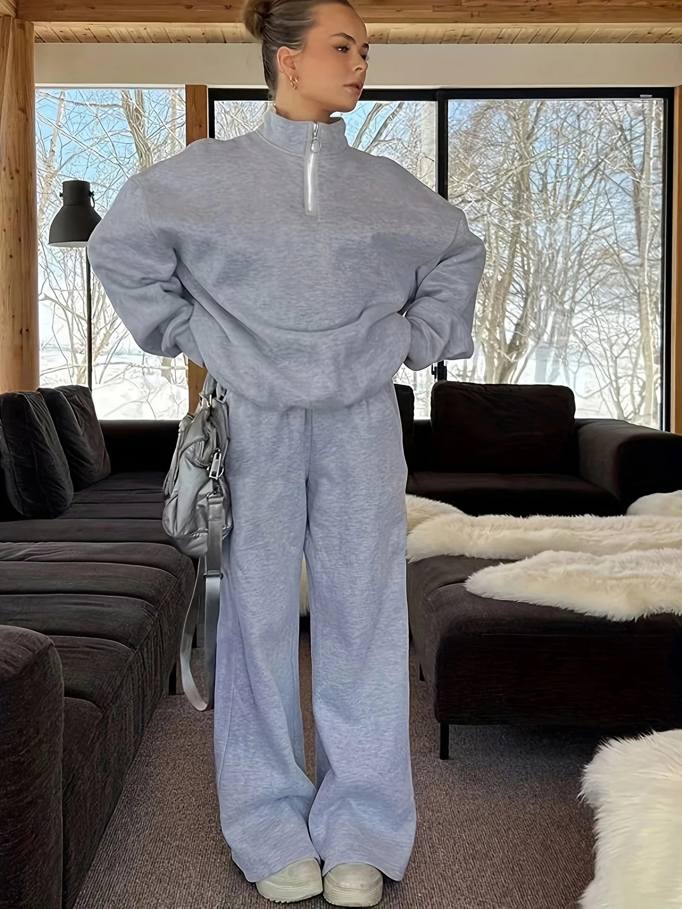 Conjunto Buzo con Capucha de Polar y Pantalón Abrigado
