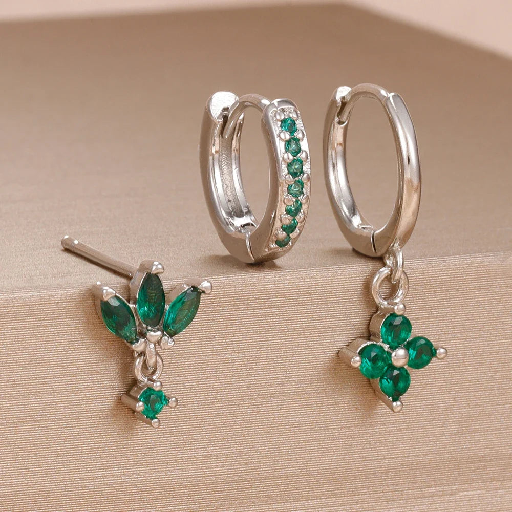 Set 3 Pares de Aros Colgantes con Zirconia