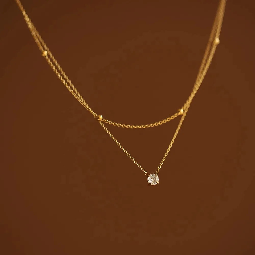 Choker Doble Capa con Zirconia de Acero Inoxidable