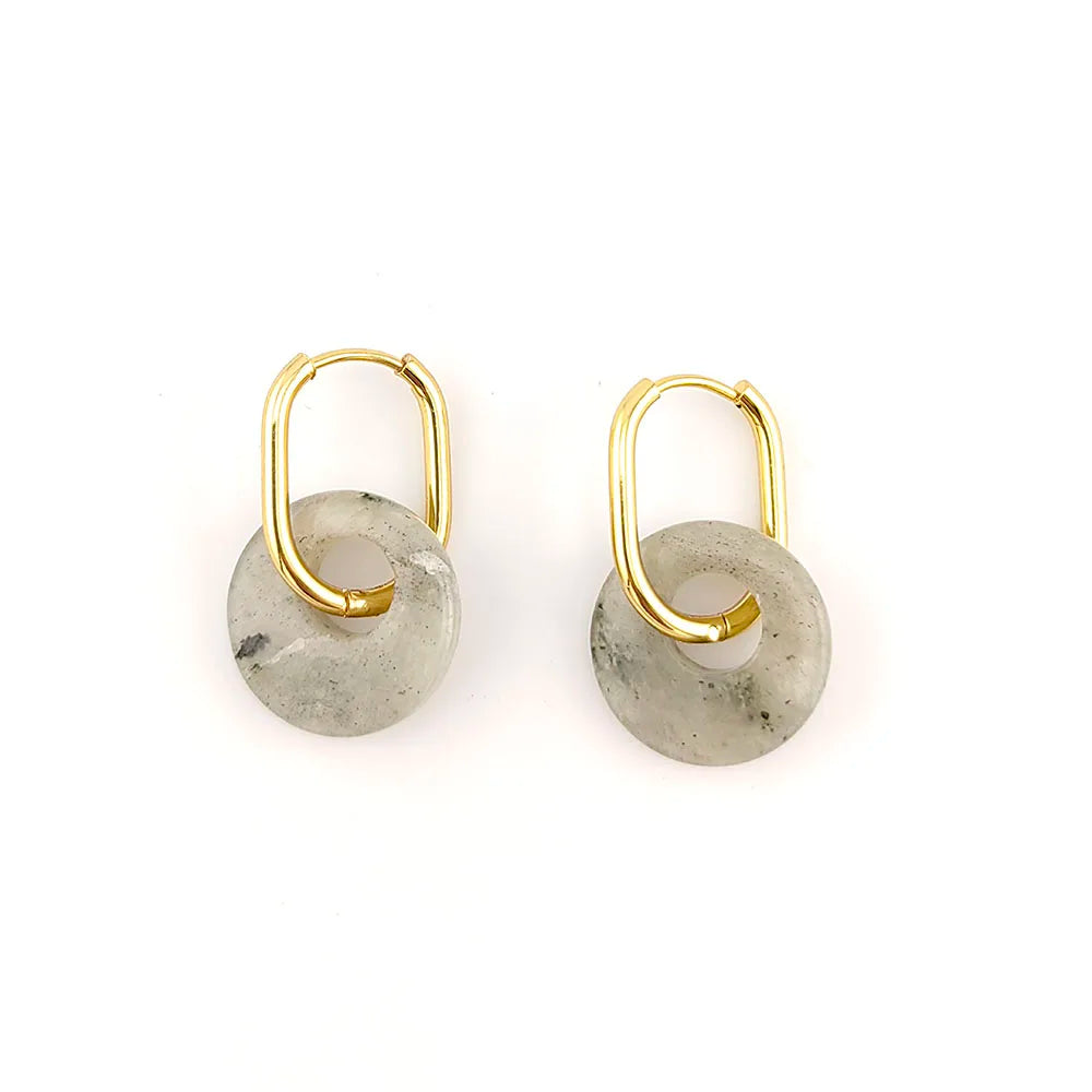 Aros Argolla con Piedra Natural de Acero Inoxidable