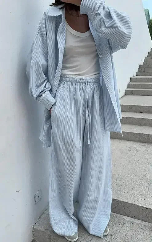 Conjunto Camisa Suelta y Pantalón con Cordones