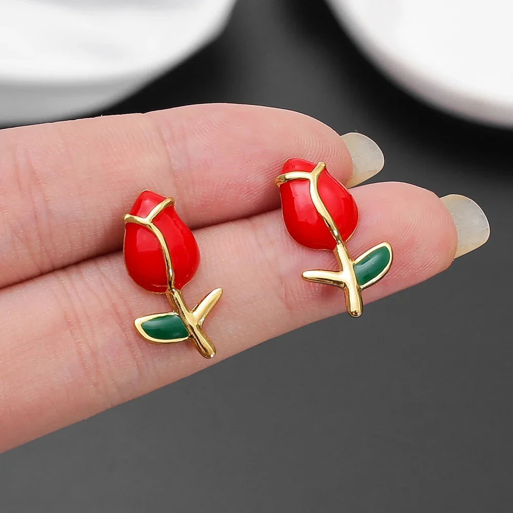 Aros con Forma de Rosa de Acero Inoxidable