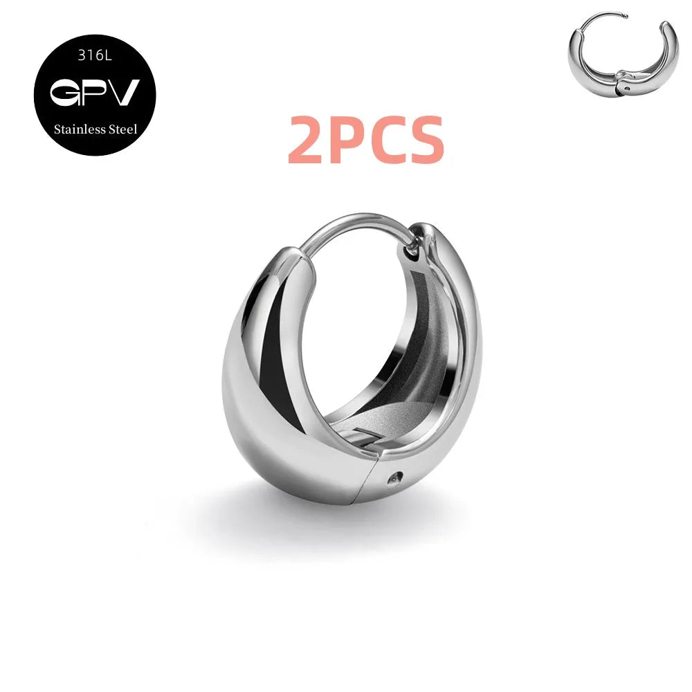 Set 2 Pares Aros Acero Quirúrgico 316L