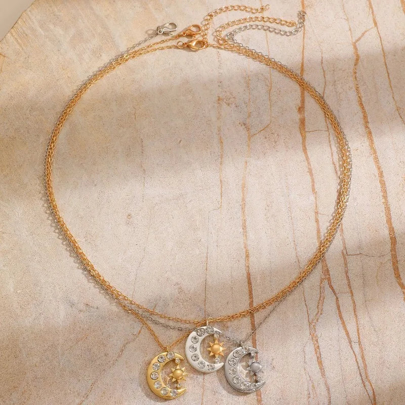 Collar Vintage con Dije Sol y Luna
