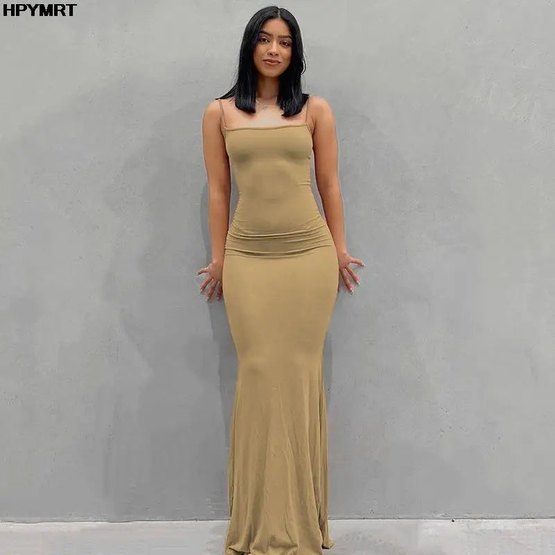 Vestido Largo Satinado Slip Espalda Descubierta
