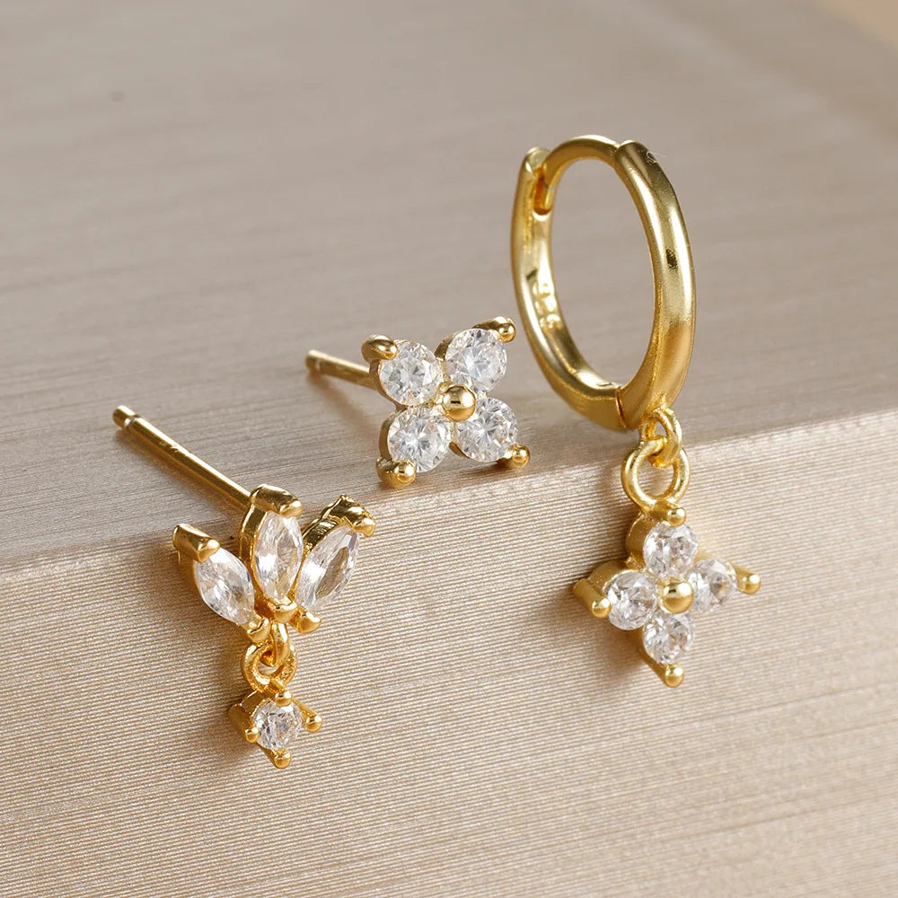 Set 3 Pares de Aros Colgantes con Zirconia