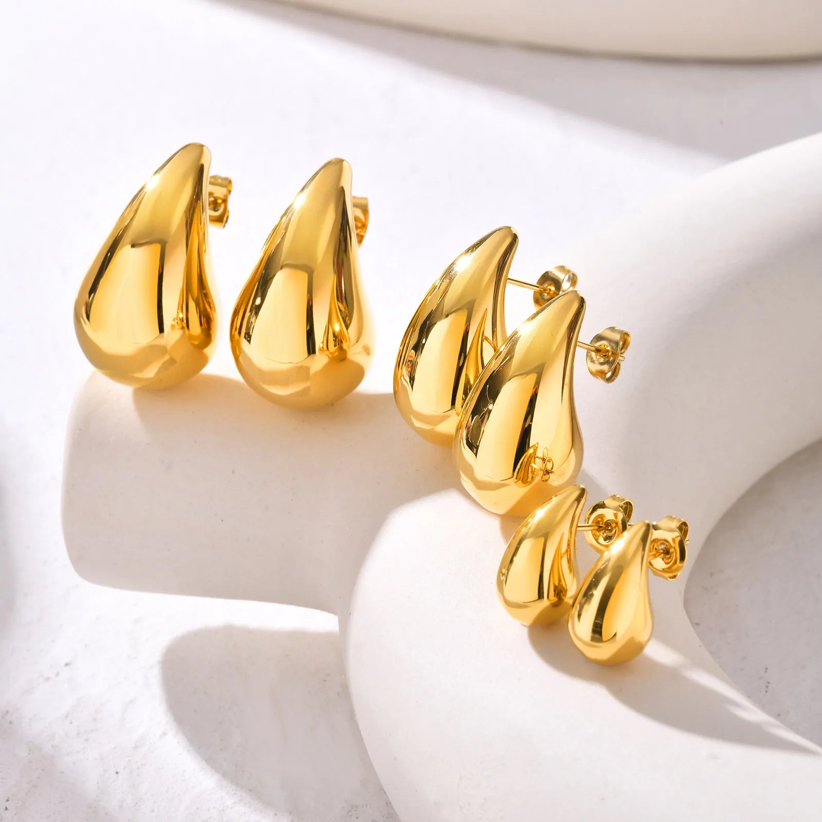 Aros Gota Vintage de Acero Inoxidable