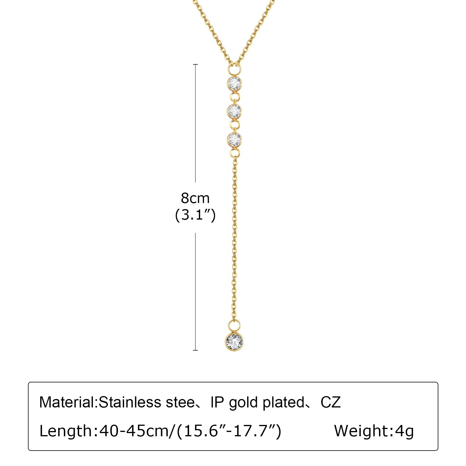 Collar Lariat Doble Capa con Baño Dorado