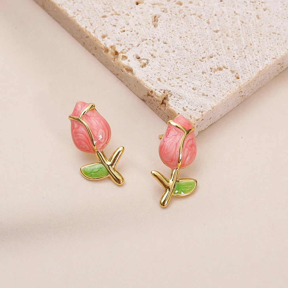 Aros con Forma de Rosa de Acero Inoxidable