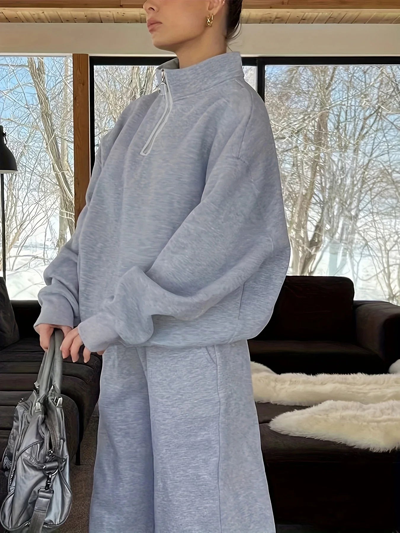 Conjunto Buzo con Capucha de Polar y Pantalón Abrigado