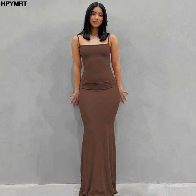 Vestido Largo Satinado Slip Espalda Descubierta