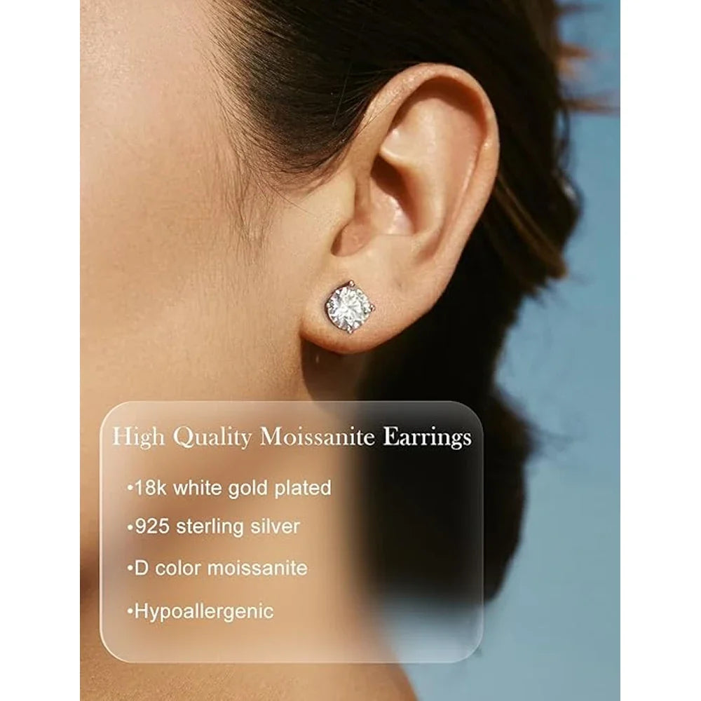 Aros Stud de Plata 925 con Moissanita 2.0ct