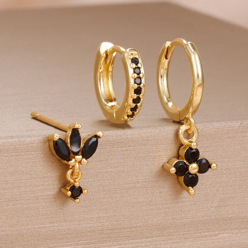 Set 3 Pares de Aros Colgantes con Zirconia
