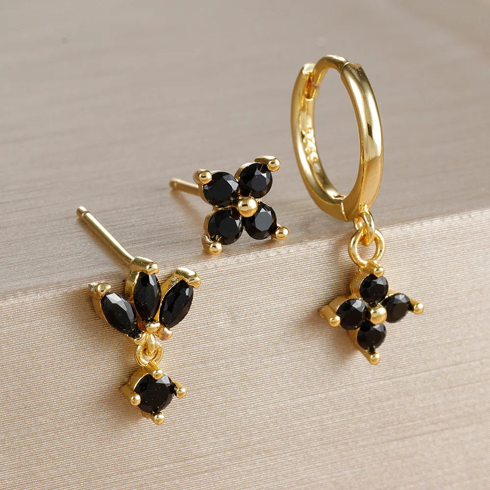 Set 3 Pares de Aros Colgantes con Zirconia