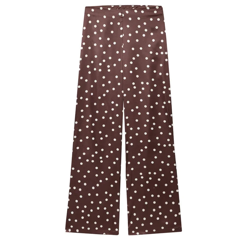 Conjunto Top Strapless Satinado y Pantalón