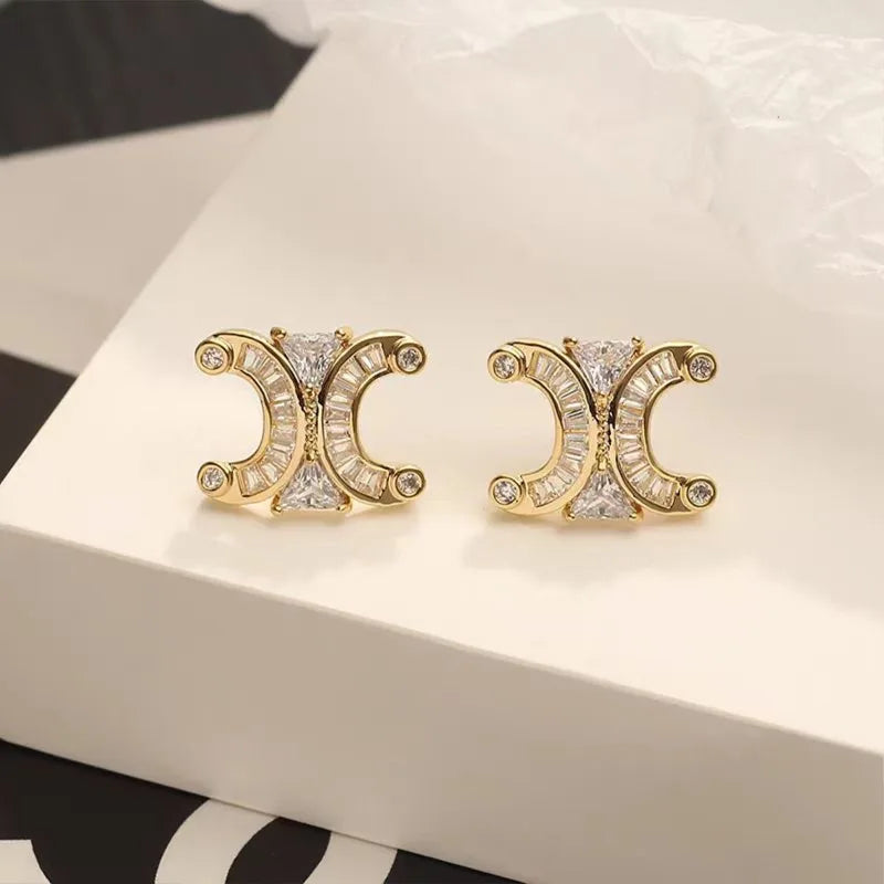 Aros Stud Baño 14K con Zirconia