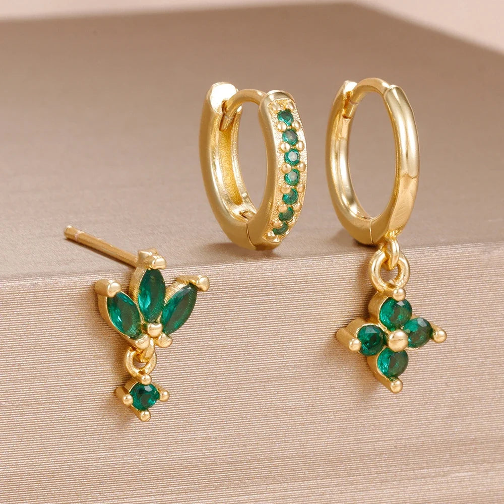 Set 3 Pares de Aros Colgantes con Zirconia