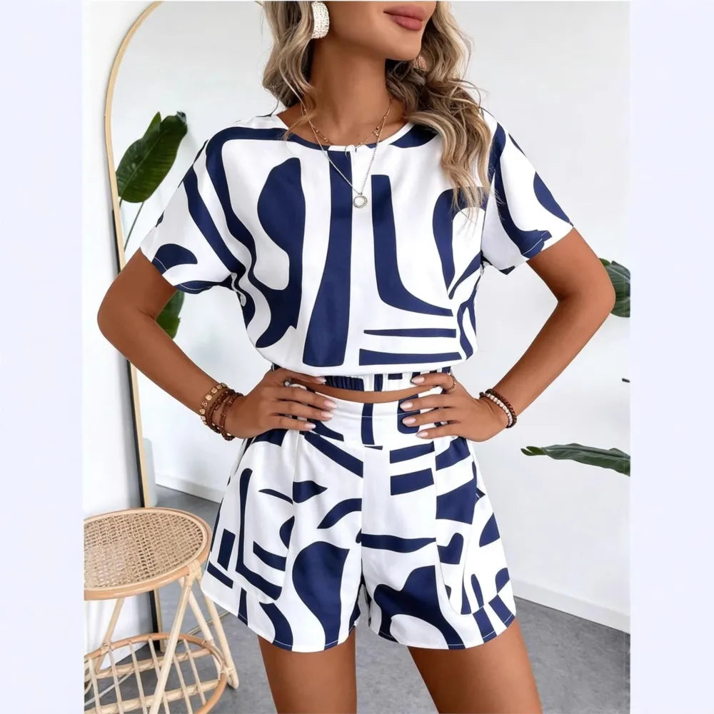 Conjunto Top Corto Estampado y Short