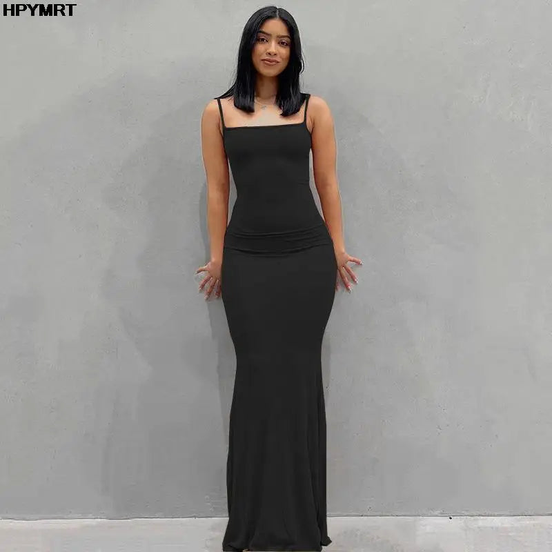 Vestido Largo Satinado Slip Espalda Descubierta