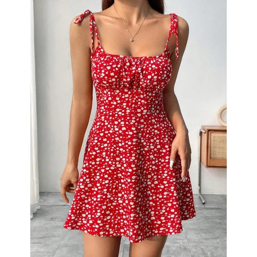 Mini Vestido Floral con Tiritas Finas
