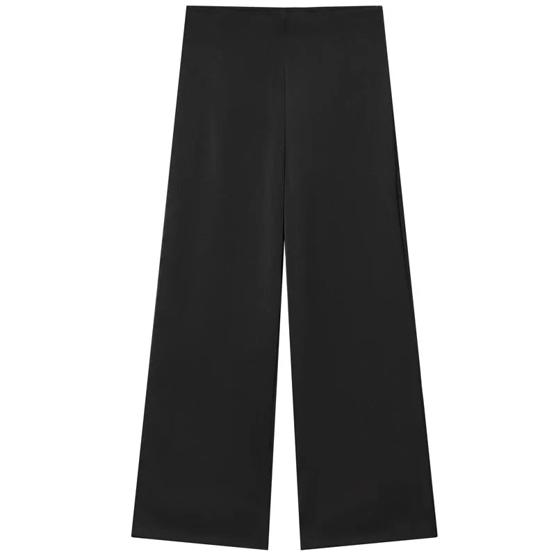 Conjunto Top Strapless Satinado y Pantalón