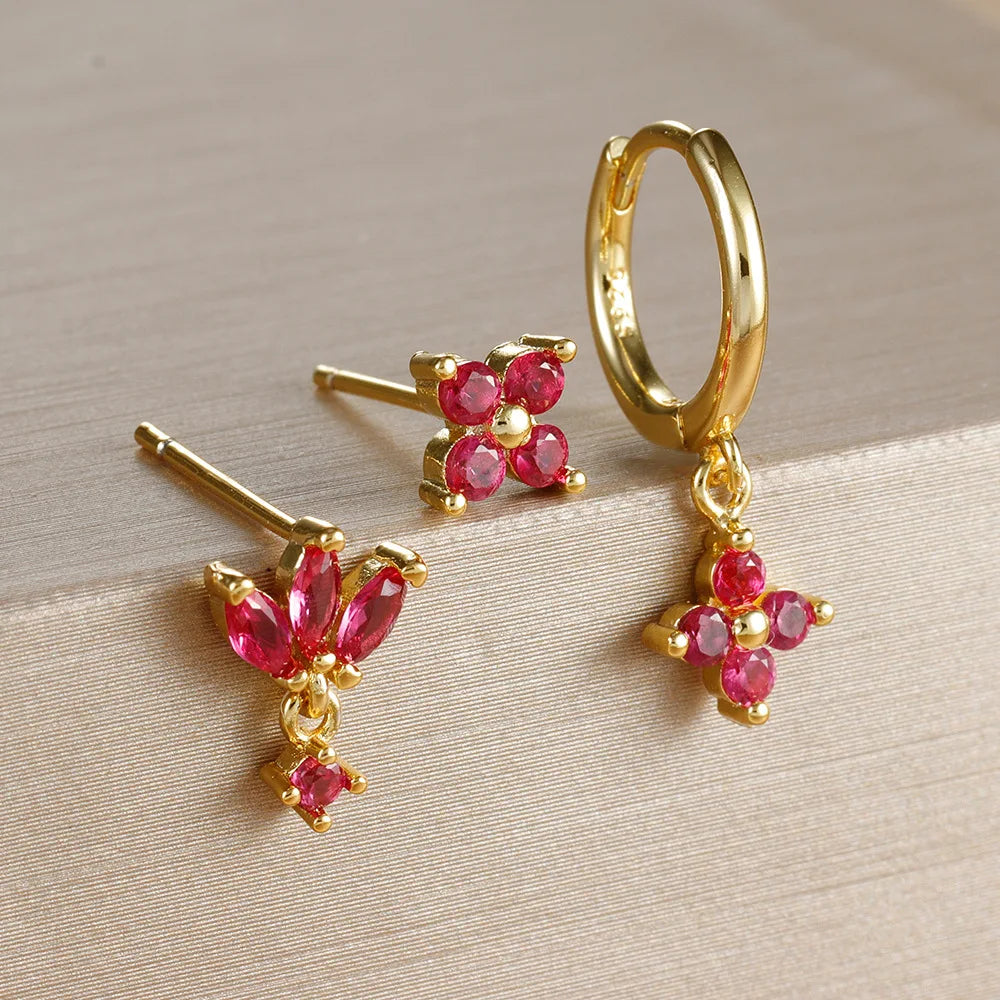 Set 3 Pares de Aros Colgantes con Zirconia