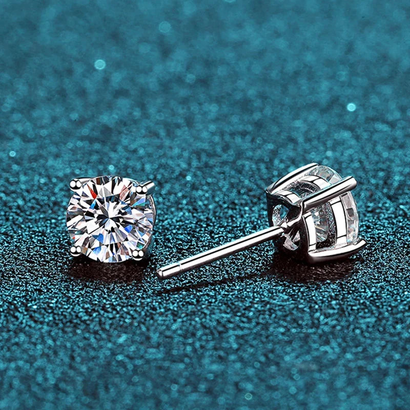 Aros Stud de Plata 925 con Moissanita 2.0ct